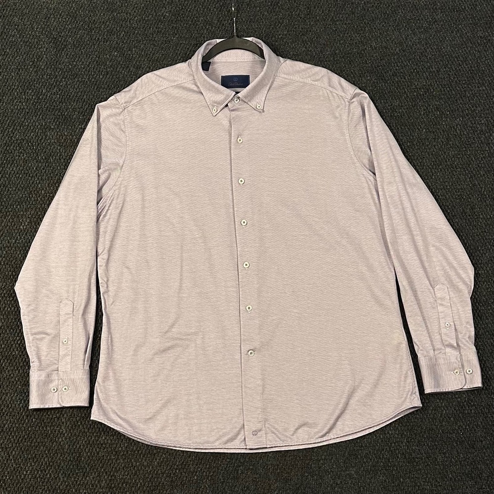 David Donahue Fusion Dress Shirt Mens 17.5 XL Lavender Cotton Long Sleeve